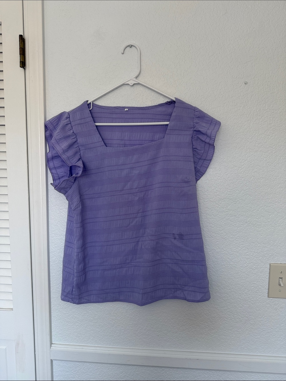 Women's Lavender Square-Neck Ruffle Sleeve Top